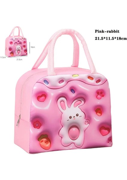 Termal Çanta Gıda Depolama Çantası Öğrenci Öğle Yemeği Çocuklar Için Serin Çanta Çocuklar Için Gıda Konteyneri Okul Küçük Termal Öğle Yemeği Çanta Renk: 3d-Pembe-Tavşan (Yurt Dışından)