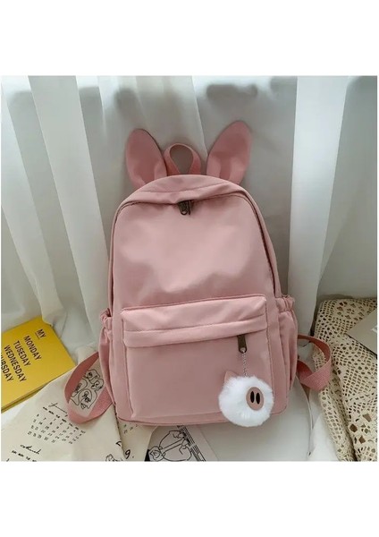 Kişiselleştirilmiş ve Basit Tavşan Kulakları Yeni Moda Naylon Kumaş Sırt Çantası Özelleştirilmiş Nakış Adı Erkek ve Kadın Öğrenci Çantası Renk: Pembe/boyut: Gerek Yok (Yurt Dışından)
