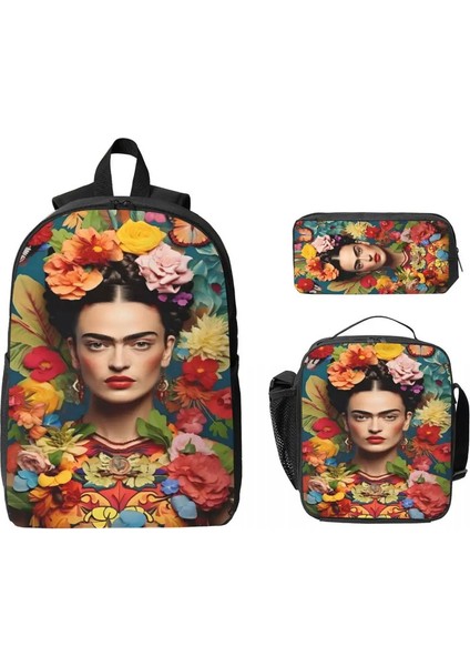 3pcs Fridas Kahlos Okul Çantaları Erkek Kız Kalem Çantaları Için Set Sırt Çantası Setleri Okul Öğrencileri Için Öğle Yemeği Kutusu Knapsackcolor: Gösterildiği Gibi (Yurt Dışından)