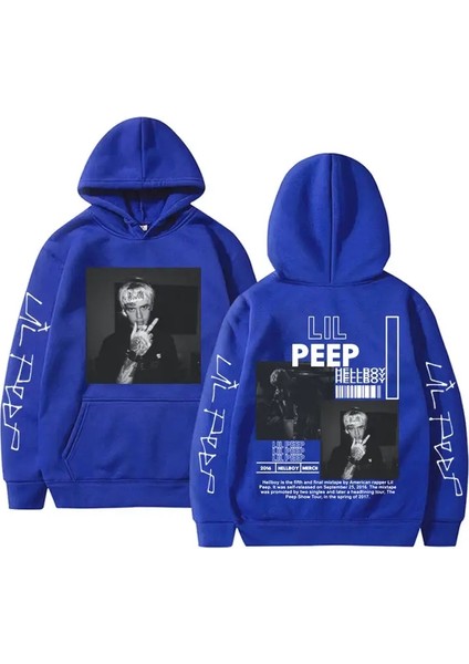 Rapçi Lil Peep Cehennem Boy Crybaby Graphics Hoodie Erkek Kadın Hip Hop Moda Büyük Boyu Sweatshirt Erkekler Sıradan Vintage Street Giyim Renk: Mavi/boyut: S (Yurt Dışından)