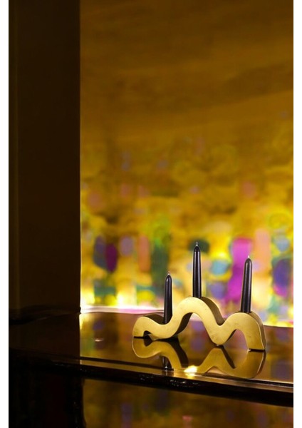 Altın Eskitme Mumluk Şamdan Ince Mum Uyumlu Model 13