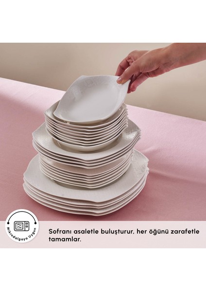 Square Bone Fancy 53 Parça 12 Kişilik Yemek Takımı