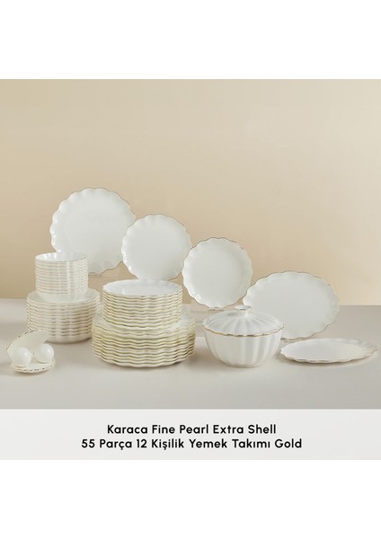 Fine Pearl Extra Shell 55 Parça 12 Kişilik Yemek Takımı Gold fırsatları