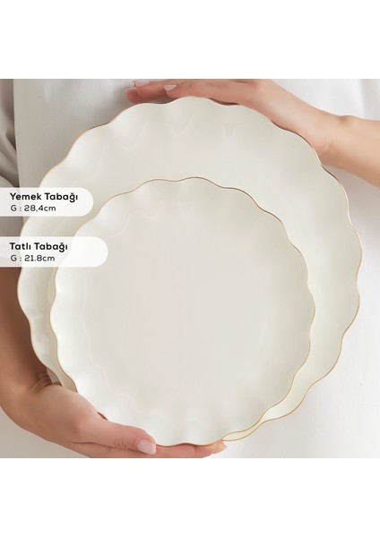 Fine Pearl Extra Shell 55 Parça 12 Kişilik Yemek Takımı Gold