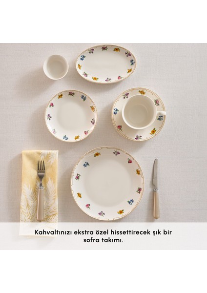Forever Bone Natty 6 Kişilik 26 Parça Yuvarlak Desenli New Bone Porselen Kahvaltı Takımı fırsatları