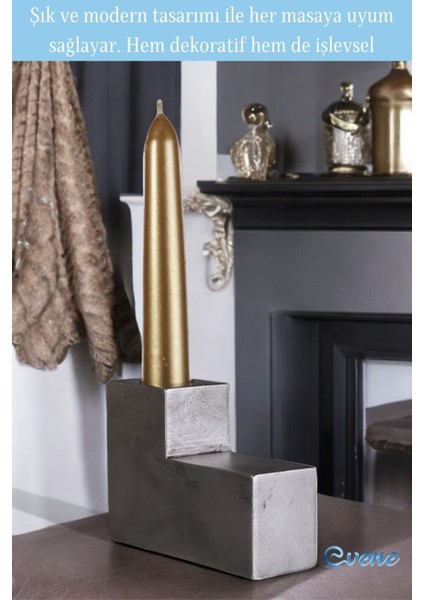 Altın Mumluk Şamdan Ince Mum Uyumlu Model 17