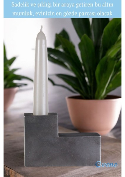 Altın Mumluk Şamdan Ince Mum Uyumlu Model 17