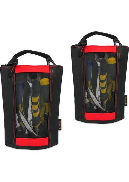 Melotough Canvas Fermuar Alet Poşeti Zipper Torba -Örgü Pencereli ve Asılı Grometler 2 Paket Renk: ZB05-2 Kırmızı (Yurt Dışından)