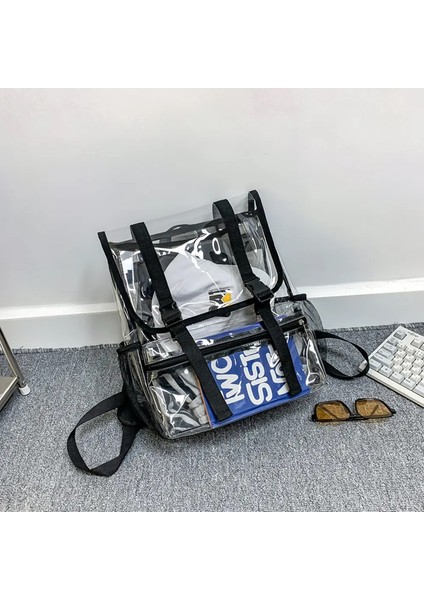 Şeffaf Pvc Dizüstü Bilgisayar Sırt Çantası Moda Kolej Öğrencisi Sırt Çantası Su Geçirmez Büyük Kapasite Kadınlar Için Sağlam Clear Aracılığıyla Bakın Mencolor: Siyah (Yurt Dışından)