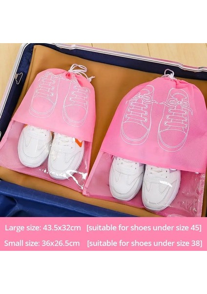 5pcs/set Ayakkabı Depolama Torbası Kalınlaşmış Dokuma Olmayan Kumaş Kayış Ağızlı Büyük Kapasiteli Seyahat Su Geçirmez Ayakkabı Torbası Nem Geçirmez Boyut: 43.5X32CM/RENK: Pembe 5pcs (Yurt Dışından)