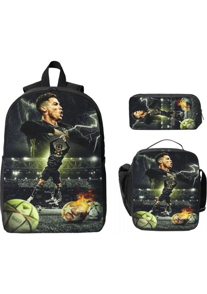 3pcs Ronaldo Cr7 Erkek Kız Hedef Tarzı Kalem Çantaları Için Sırt Çantası Seti Okul Öğrencileri Için Öğle Yemeği Kutusu ile Kitap Çantası Setleri Daypackcolor: Gösterildiği Gibi (Yurt Dışından)