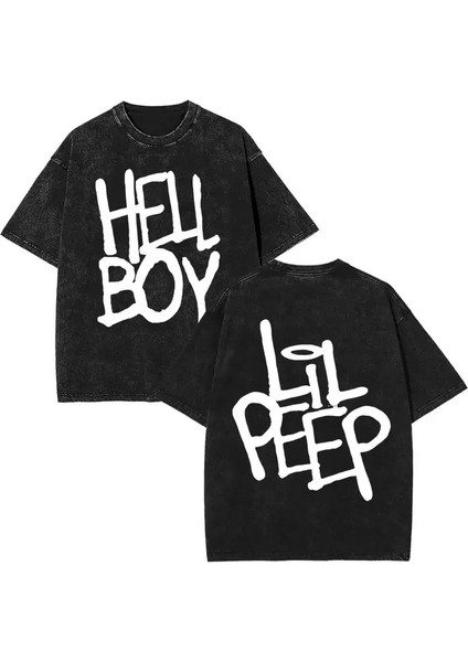 Rapçi Lil Peep Crybaby Retro Retro Yıkanmış T-Shirt Erkek Kadın Hip Hop Vintage T Gömlek Erkekler Yüksek Kaliteli Pamuk Kısa Kollu Tişört Renk: FT-BLACK-Q08495/BEDEN: S (Yurt Dışından)