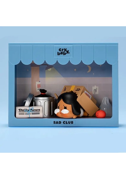Pop Mart Crybaby Sad Club Serisi Sahne Setleri Molly 1pc/8pcs Popmart Kutusu Anime Action Figür Sevimli Heykelcik Ağlama Bebek Renk: Kalın (Yurt Dışından)