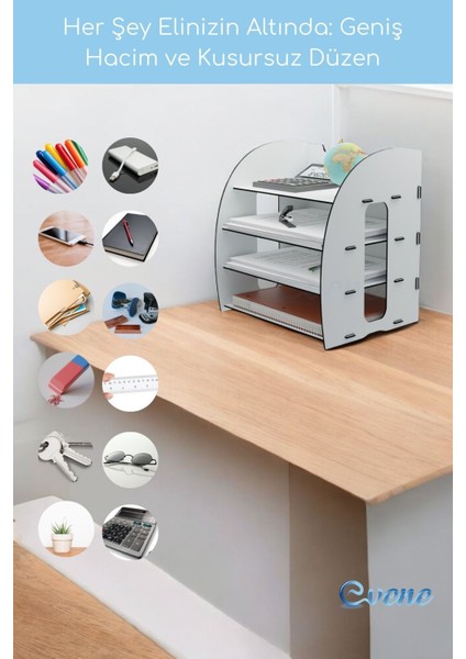 Dosya Düzenleyici Masa Üstü Organizer Ahşap Evrak Rafı Model 6