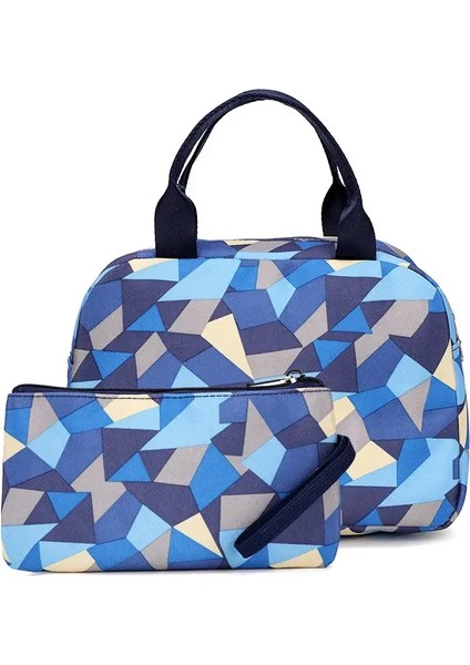 Sıcak Kız Geometrik Baskılı Birincil Ortaokul Çantası Su Geçirmez Büyük Sırt Çantası Çocuklar Kitap Çantası Set Öğrenci Çantası Mochila Renk: Mavi Öğle Yemeği Çantası (Yurt Dışından)