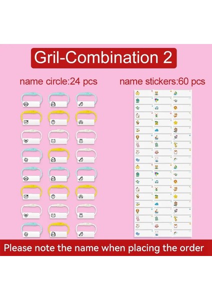 Ad Etiket Sticker Özel Su Geçirmez Ayakkaplar Etiket Halat Çıkartmaları Kişiselleştirilmiş Ad Etiketi Çocuklar Okul Kırtasiye Şişesi Renk: GIRL24 STICKERS60PCS (Yurt Dışından)