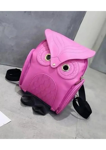 Baykuş Şekli Katmalı Omuz Sırt Çantası Çantaları Satchel Seyahat Çantası Moda Kadın 'pu Sırt Çantası Gündelik Renk: Rosered (Yurt Dışından)