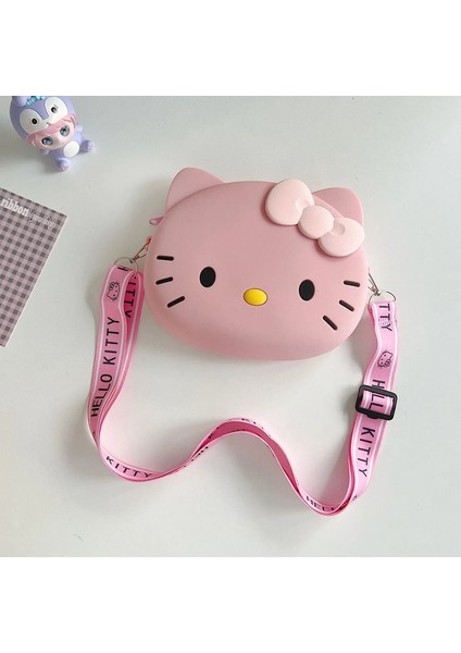Sanrio Hello Kitty Silikon Çanta Kızlar Karikatür Cep Telefonu Çantası Mini Omuz Messenger Omuz Çantası Çocuk Para Çantası Renk: Büyük Pembe (Yurt Dışından)