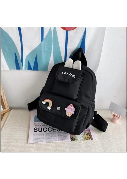 Kawaii Çizgi Film Sırt Çantası Naylon Gündelik Okul Çantası Çanta Büyük Kapasiteli Omuz Çantası Rengi: Siyah (Yurt Dışından)