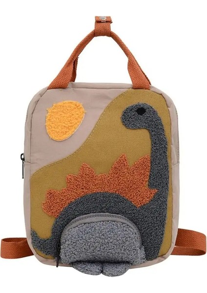 Uzun Boyun Küçük Dinozor Anaokulu Çocuklar Sırt Çantası Karikatür Kanca Saç Işlemeli Sevimli Sırt Çantası Kanvaskolor: Bej (Yurt Dışından)