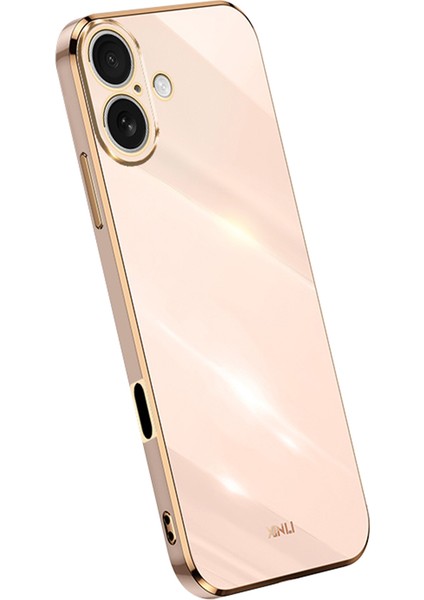 Xınlı iPhone 16 Kılıf Tpu Telefon Kılıfı Galvanik Çerçeveli-Pembe (Yurt Dışından)