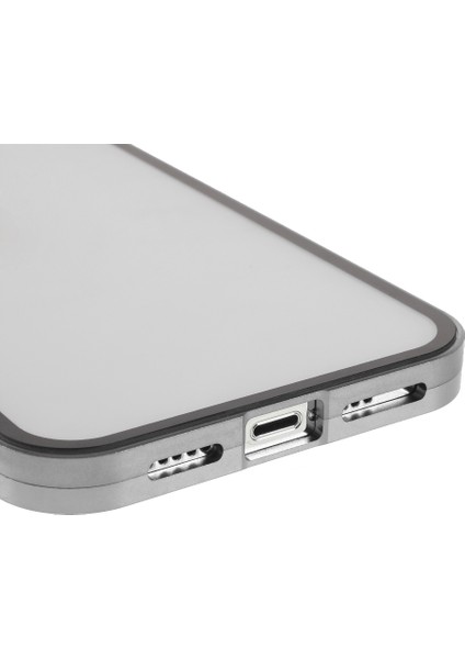 Metal Çerçeve + Çift Taraflı Temperli Cam Tam Kapsama Manyetik Emilim Telefon Kabuğu Kılıfı iPhone 13 Pro Max 6.7 Inç - Gümüş (Yurt Dışından) indirimleri