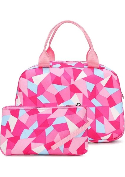 Sıcak Kız Geometrik Baskılı Birincil Ortaokul Çantası Su Geçirmez Büyük Sırt Çantası Çocuklar Kitap Çantası Seti Öğrenci Çantası Mochila Renk: Gül Öğle Yemeği Çantası (Yurt Dışından)