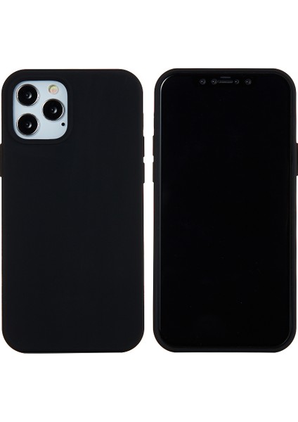 iPhone 12 Pro Max 6.7 Inç Sıvı Silikon Yumuşak Cep Telefonu Kılıfı Akıllı Telefon Kılıfı-Siyah (Yurt Dışından)