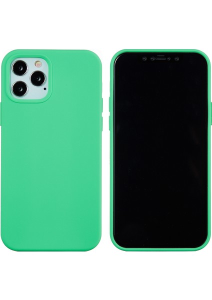 iPhone 12 Pro Max 6.7 Inç Sıvı Silikon Yumuşak Cep Telefonu Kılıfı Akıllı Telefon Kılıfı-Yeşil (Yurt Dışından)