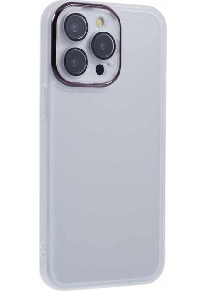 Dksm Serisi iPhone 14 Pro Kılıf Elektrokaplama Kamera Çerçevesi Tpu Telefon Kılıfı-Şeffaf Beyaz (Yurt Dışından)