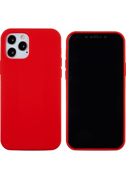 iPhone 12 Pro Max 6.7 Inç Sıvı Silikon Yumuşak Cep Telefonu Kılıfı Akıllı Telefon Kılıfı-Kırmızı (Yurt Dışından)