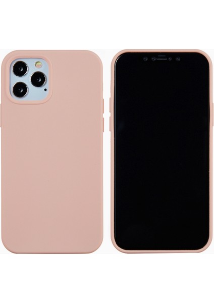 iPhone 12 Pro Max 6.7 Inç Sıvı Silikon Yumuşak Cep Telefonu Kılıfı Akıllı Telefon Kılıfı-Pembe (Yurt Dışından)