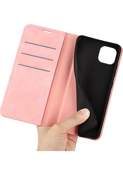 iPhone 14 Plus 6.7 Inç Skin Touch Hissi Folio Flip Deri Kılıf Cep Telefonu Standı Cüzdan Koruyucu Kılıf-Pembe (Yurt Dışından) modelleri