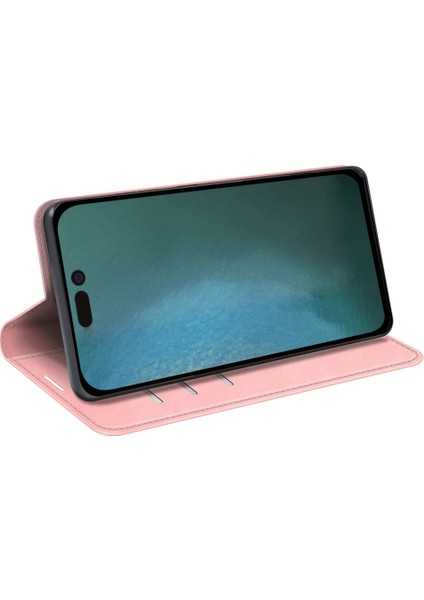 iPhone 14 Plus 6.7 Inç Skin Touch Hissi Folio Flip Deri Kılıf Cep Telefonu Standı Cüzdan Koruyucu Kılıf-Pembe (Yurt Dışından) fırsatları