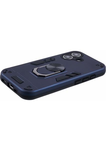 iPhone 16 Kılıfı Pc+Tpu Drop Defend Telefon Kılıfı Halkalı Ayaklı-Mavi (Yurt Dışından) indirimleri