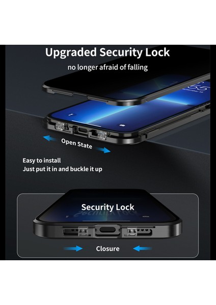 iPhone 16 Pro Kılıf Anti-Casus Çift Taraflı Temperli Cam + Manyetik Metal Çerçeve Telefon Kılıfı-Siyah (Yurt Dışından) indirimleri