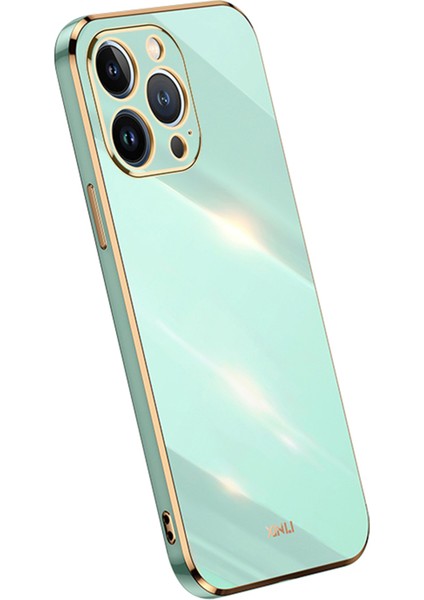 Xınlı iPhone 15 Pro Çizilmez Telefon Arka Kapağı Galvanik Altın Kenar Tpu Kılıf-Camgöbeği (Yurt Dışından)