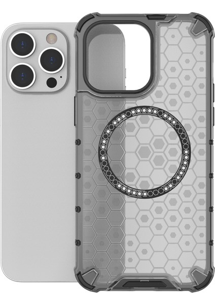 iPhone 14 Pro Max Kılıf Honeycomb Tpu+Pc Telefon Kılıfı Magsafe-Gri ile Uyumlu (Yurt Dışından) fırsatları