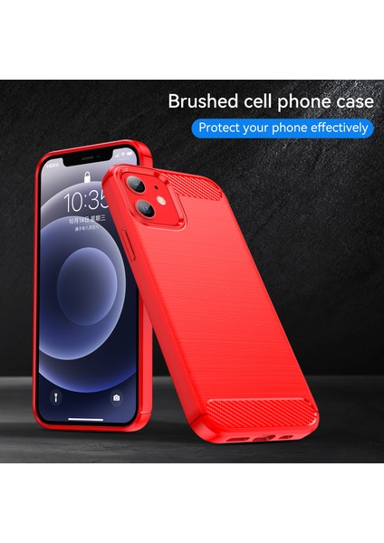 1.8mm Karbon Fiber Fırçalanmış Doku Düşmeye Lı Arka Kılıf Esnek Tpu Kılıf iPhone 12/12 Pro 6.1 Inç-Kırmızı (Yurt Dışından) indirimleri