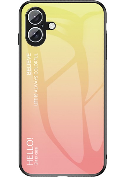 iPhone 16 Plus Kılıf Çizilmez Temperli Cam + Pc + Tpu Telefon Kılıfı - Degrade Sarı (Yurt Dışından)