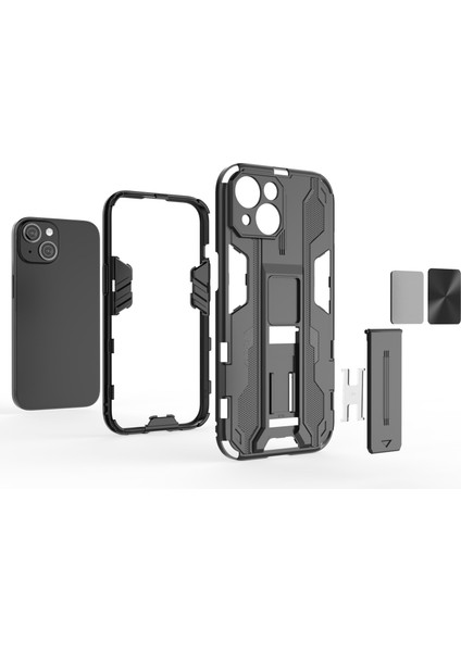 iPhone 15 Plus Telefon Kılıfı Sert Pc+Yumuşak Tpu Düşmeye Lı Arka Kılıf Kickstand Ile-Kırmızı (Yurt Dışından) fiyatları