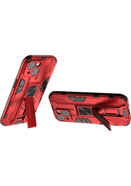 iPhone 15 Plus Telefon Kılıfı Sert Pc+Yumuşak Tpu Düşmeye Lı Arka Kılıf Kickstand Ile-Kırmızı (Yurt Dışından) modelleri