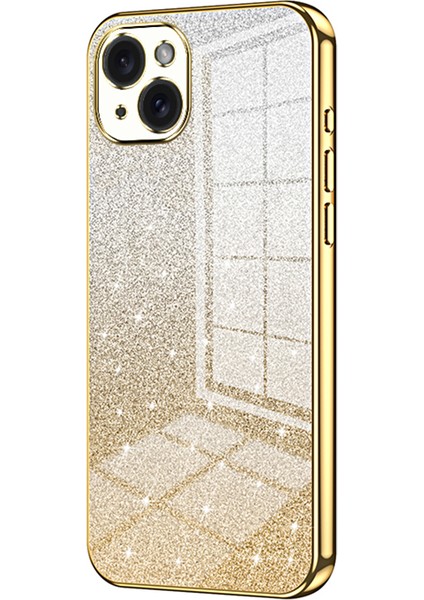 iPhone 15 Plus Cep Telefonu Kılıfı Darbeye Dayanıklı Degrade Parıltılı Hassas Kesik Tpu Kapak-Altın (Yurt Dışından)