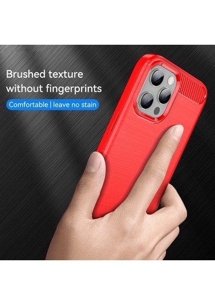 1.8mm Parmak Izi Dayanıklı Karbon Fiber Fırçalanmış Doku Arka Kılıf Esnek Tpu Kapak iPhone 12 Pro Max 6.7 Inç-Kırmızı (Yurt Dışından) modelleri