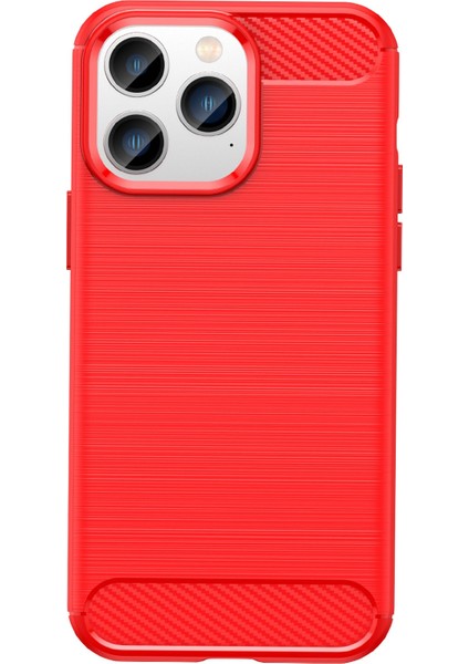 iPhone 14 Pro 6.1 Inç Fırçalanmış Karbon Fiber Doku Hafif Ince Tpu Kılıf Iyi Korunan Cep Telefonu Kılıfı-Kırmızı (Yurt Dışından) modelleri