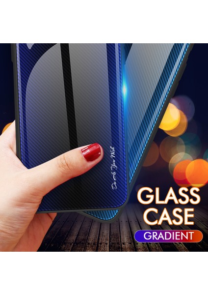 iPhone 15 Pro Max Için Telefon Kılıfı Karbon Fiber Dokulu Temperli Cam + Yumuşak Tpu Telefon Kılıfı - Koyu Mavi (Yurt Dışından) fırsatları