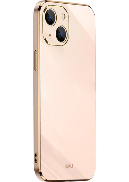 Xınlı iPhone 13 Mini 5.4 Inç Hassas Lens Kesikli Galvanik Altın Kenar Tpu Telefon Kılıfı Koruyucu Kapak-Pembe (Yurt Dışından)