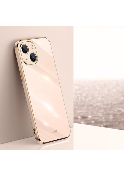 Xınlı iPhone 13 Mini 5.4 Inç Hassas Lens Kesikli Galvanik Altın Kenar Tpu Telefon Kılıfı Koruyucu Kapak-Pembe (Yurt Dışından) modelleri