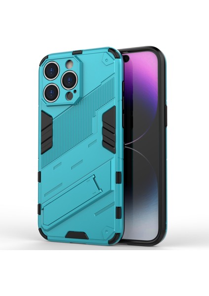 iPhone 16 Pro Kılıf Pc+Tpu Darbeye Dayanıklı Telefon Kılıfı Kickstand Ile-Mavi (Yurt Dışından)
