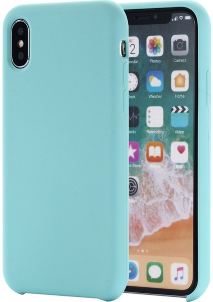 iPhone Xs Max 6.5 Inç Için Kenar Sarılı Sıvı Silikon Kılıf Kabuğu-Camgöbeği (Yurt Dışından)